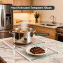 Tempered Glass Cutting Board Set for Kitchen Counter - Dishwasher Safe with Juice Grooves, Non-Slip Silicone Edges & Beveled Grip - 16"x12" & 12"x8" Serving Tray - Pink