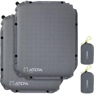 ATEPA Inflatable Stadium Seat Cushion, Self-Inflating Memory Foam Stadium Seats Bleacher Seat Chair Cushion Pad for Airplane Travel Backpacking Sports Events (Xl 2 Pack Grey)