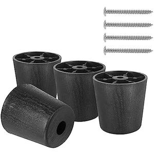 Masendelk 2 inch Black Plastic Furniture Legs, Screw-in Couch Legs Round Tapered Sofa Legs Replacement Legs for Furniture Couch Table Sofa, Pack of 4