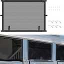 JDMON Horse Trailer Window Screen with Zipper 35 In Length x 26 In Heigh With Fixing Handle * 6 Screws * 12 Trailer Bar Window Screen (1PCS)
