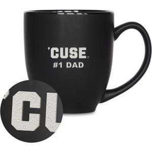 Rico Industries NCAA #1 Dad 15oz Laser Engraved Matte Black Ceramic Bistro Mug - for Hot or Cold Drinks