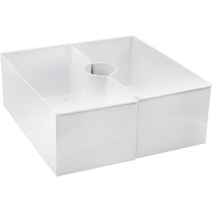 AuldHome Design Umbrella Planter for Patio Table (White Square), w/Umbrella Hole, Enamelware Rectangular Planter Pots