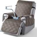 TAOCOCO 100% Waterproof Recliner Chair Cover, Recliner Covers for Recliner Chair with Pocket, Non Slip Reclining Chair Cover Furniture Protector for Kids, Pets(23.6'', Chocolate-Velvet)