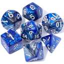CiaraQ DND Polyhedral Dice Set with Dice Bag for Dungeons and Dragons RPG MTG Role Playing Table Games (Dark Blue and Silver)