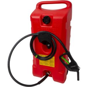 Scepter Duramax Flo N Go 14 Gallon Gas Caddy, 53 Liter Portable Fuel Tank and Fuel Transfer Pump with 10-Foot Hose for Lawn Mower, Farm, Marine, Commercial, and Home Use, Red
