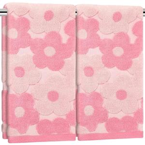 FYSUIMU 2 Pcs Pink Floral Hand Towels 3D Jacquard Cotton Bath Towel Spring Flower Absorbent Dish Towels for Housewarming Home Kitchen Bathroom Decor Gift Set, 29.5 x 13.7 Inch