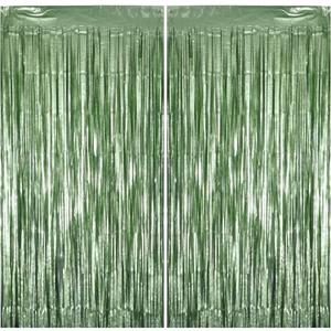 2 Pack Sage Green Party Decorations, Matte Foil Fringe Curtain Backdrop for Birthday, Bachelorette & Martini Party, Photo Background for Wall Doorway Table, 6.63.3 ft
