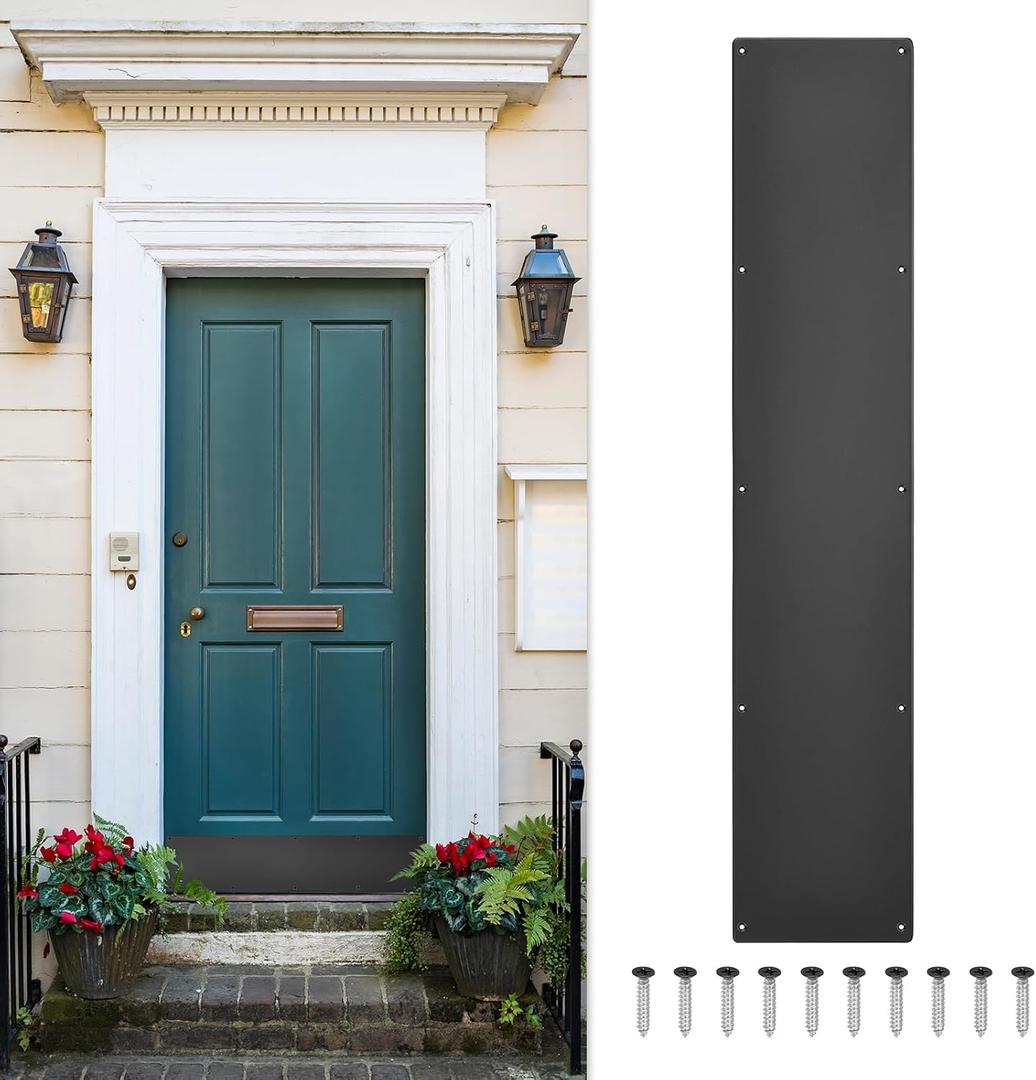 uxcell Door Kick Plate, 6 x 30 Inches Aluminum Kick Plate Door Plate, 1.5mm (1/16 Inch) Thickness, for Exterior Front Door or Back Door, Black (Single Pack)