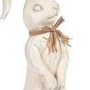 Fun Express 15.5 Inch Tall Rustic Easter Rabbit Figurine - Premium Farmhouse Easter Decorations for Home | White Bunny Statue for Spring Decor, Table Centerpiece & Mantel Display