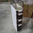 Seeday 4 Tier Slim Bathroom Storage Cabinet, Narrow Organizer with Wheels and Toilet Paper Holder, Waterproof, No Assembly Required, Perfect for Small Spaces in Bathroom, Kitchen and Living Room