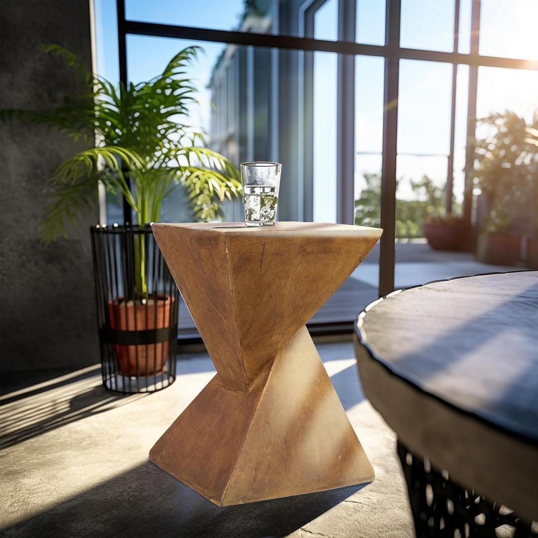 Weight Concrete Patio Side Table: Geometric End Tables for Living Room Decor - Outdoor Hand Drawn Square Accent Table - Wood Colored Small Coffee Table Weight Concrete Patio Side Table: Geometric End Tables for Living Room Decor - Outdoor Hand Drawn Square Accent Table - Wood Colored Small Coffee Table