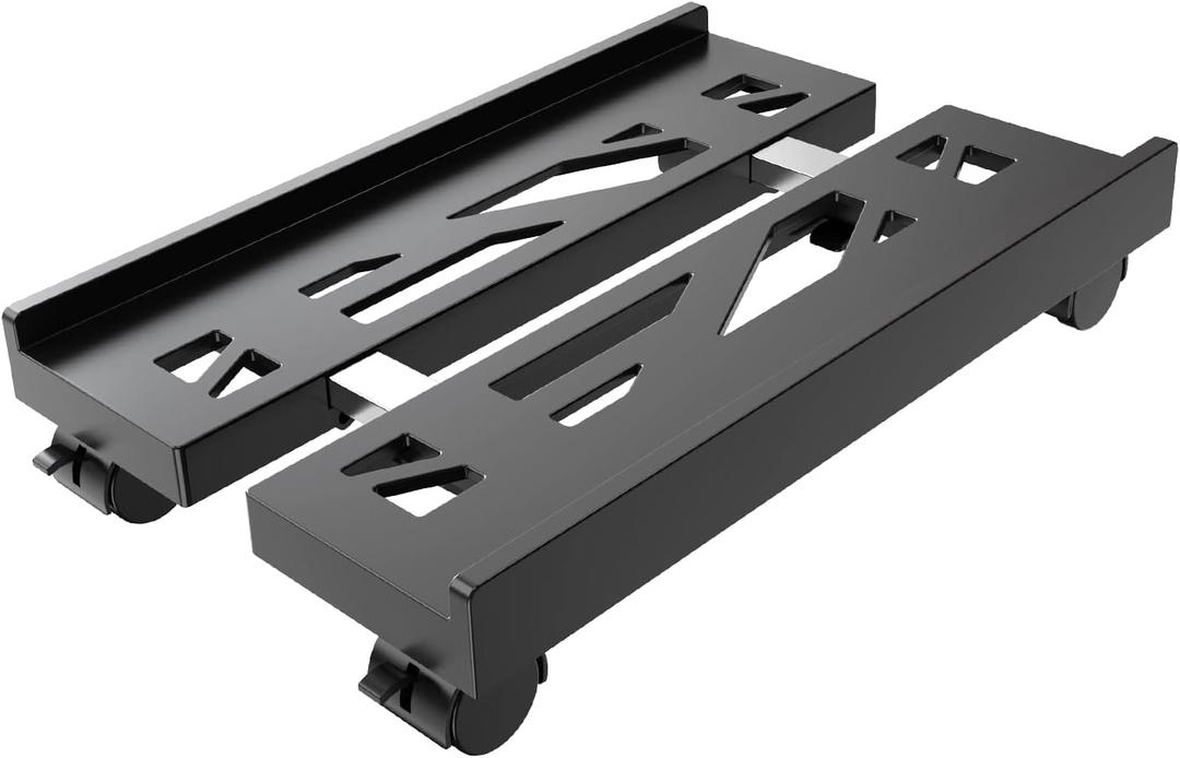 Adjustable Mobile CPU Stand, Ventilated Computer Tower Stand with 4 Caster Wheels Fits Most PC Tower, Under Desk CPU Holder PC Floor Cart Computer Riser for Students and Gamers (Black)