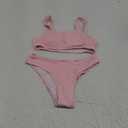 YIMISAN Women's Ribbed Two Piece Bikini Sets Wide Shoulder Strap Top Swimsuit with Mid Waist Cheeky Bathing Suit (Light Pink) S