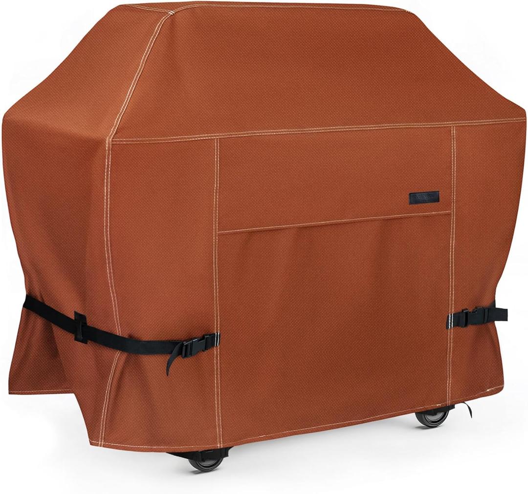 NettyPro BBQ Grill Cover 56 Inch Outdoor Patio 600D Heavy Duty Waterproof 2-3 Burner Barbecue Cover for Weber, Char-Broil, Brinkmann, Nexgrill Grills and More, Brown