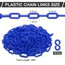 PATIKIL Plastic Chain Links, 30 Feet Safety Chains, Blue Plastic Chains for Barriers, Crowd Control, Queue Lines, Parking, Fences, Gate, Concerts, and Decoration