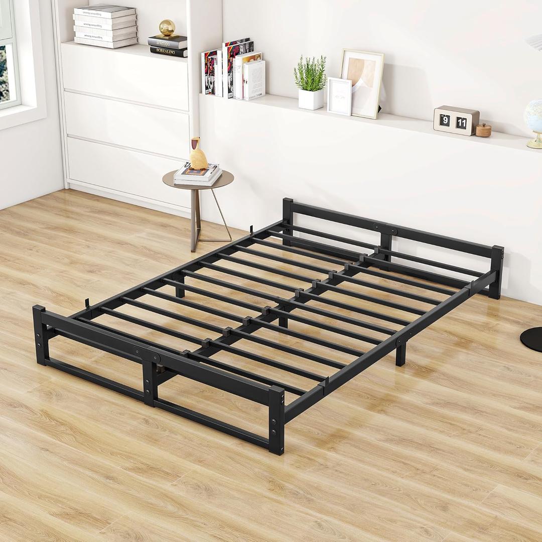 Full Size Bed Frame,6 inch Low Profile Metal Bed Frame Full,Black