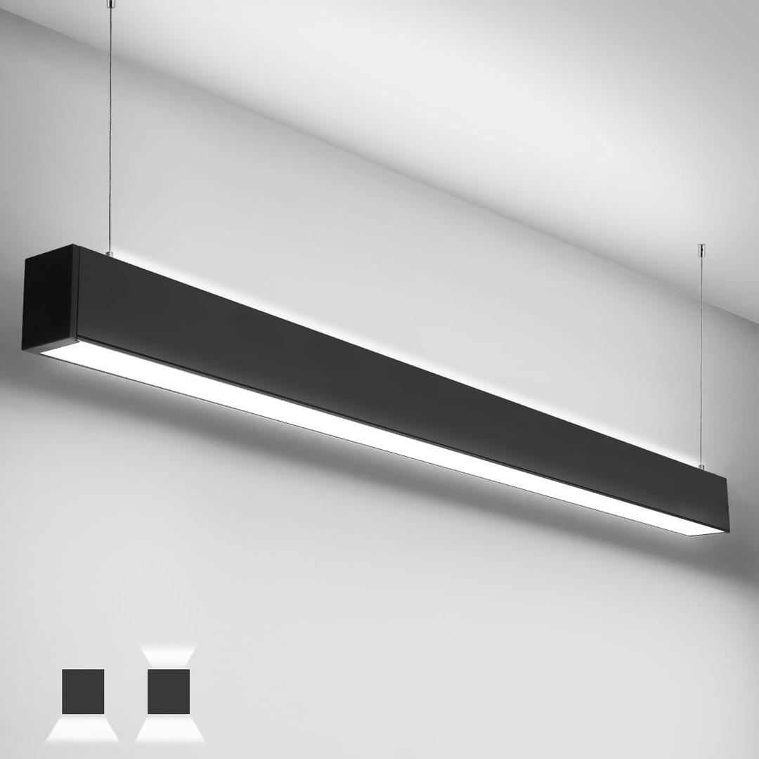 kadision 4FT Linkable LED Linear Light, 3CCT Selectable 30/35/40/45/50W Dimmable Up/Down Lights, Suspended Architectural Linear LED Light Fixture for Office Salon Cafe, 1-Pack