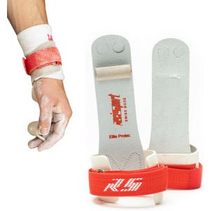 Reisport Protec Ring Gymnastics Grips for Men - Triple Strength Leather Hand Grips for Gymnastics Rings - Gymnastics Equipment & Accessories for Advanced Gymnasts (Medium, Protec Elite Hook/Loop)