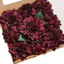 Ling's moment Artificial Flowers 9pcs Silk Dahlia 5.5"/4.5" Fake Flowers for DIY Wedding Craft Bouquets Centerpieces Arrangements Party Baby Shower Home Decorations (Burgundy)