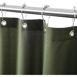 Felisa Dark Army Green Fabric Shower Curtain Liner with 6 Magnets,72 x 72 inch Hotel Quality & Soft Cloth Shower Curtain,Washable Shower Curtain for Bathroom