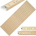 Hoteam 10 Pcs Heavy Duty Wooden Yardstick 36 Inches Natural Wood Yard Stick Ruler with Hang Hole Metal Tips 1/4-inch-thick Yardstick Ruler Metal Ends Meter Stick Clothing Measuring Home Office