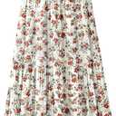 Women's Chiffon White Flowy Maxi Skirts Boho Fall Elastic Waisted Pleated A Line Long Skirt for Women 2025 S