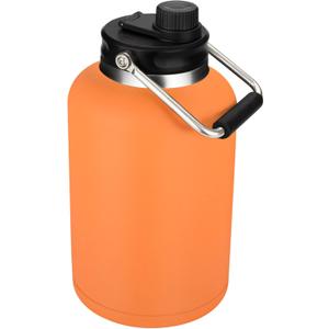 Zenbo One Gallon Jug with Straw,Keeps Cold up to 48 Hours - 128 oz Double Wall Vacuum Insulated Water Bottle, Sweat-Proof & Leak-Proof, Stainless Steel Thermos for Hot & Cold Drinks Orange