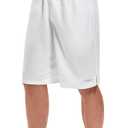 LEAO Men's Basketball Shorts with Zipper Pockets Quick Dry Loose-fit Sports Workout Running Shorts (XX-Large, White-mesh Fabric)
