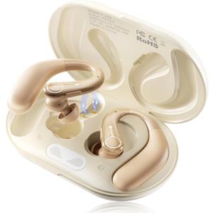 Hearing Aids, Hearing Aids for Seniors with Automatic Noise Cancelling for the Hearing Loss, Rechargeable Bluetooth Hearing Amplifiers with APP Volume Control, Premium Comfort Design and Wear Beige