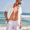 COOFANDY Men's Casual Linen Shirts Short Sleeve Button Down Shirt Summer Beach Tops (White, S)