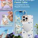MILPROX Compatible with iPhone 16 Pro Max Case -with Screen Protector/Strap - Compatible with MagSafe - Cute Flower Floral Pattern with Girls/Women - Magnetic Slim Protective Phone Cover - Flowers (Blue White Daisy)