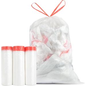 Heavy Duty 15 Gallon Drawstring Trash Bags, 108 Count Ultra Thick Strong Plastic Garbage Bags, Clear Unscented Trash Can Liners for Tall Kitchen Office Lawn Yard