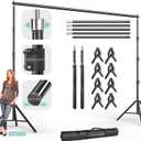 Julius Studio [Enhanced Heavy Duty] 12.5 x 10 ft. (W x H) Extra Large Adjustable Backdrop Stand Background Support, Metal Cap Head, Strong Stability No Shaking No Bending, Anti Slip Shoes, JSAG242