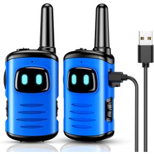 Rechargeable Kids Walkies Talkies Toys: 2 Pack Kids Walkie Talkies Christmas Birthday for 3 4 5 6 7 8 Year Old Boys Grandkids Stocking Stuffers Toys for 3-5 5-7 Year Old Boy Camping Outdoor (Blue)