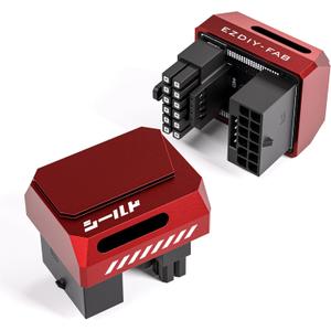 EZDIY-FAB PCIe 5.1 Adapter - 600W 12+4pin, 16pin 12VHPWR GPU Power Connector, 12V-2x6 GPU Adapter,180 Degree Right Angle - Compatible with RTX 3090Ti, 4070Ti, 4080, 4090 GPU - RVS Type, Red, 1 Pack