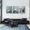 AOYUSMO 3 Piece Lotus Flower Wall Art Zen Bathroom Wall Decor Spiritual Canvas Art Yoga Room Pictures Meditation Paintings Spa Artwork For Living Room Bedroom, 16x24in