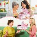 6 Set Mother's Day Cake Flower Gift Boxes with 6 Pcs Transparent PVC Cake Boxes 6 Floral Foam Ribbon Set Flower Bouquet Packaging Gift Paper Boxes for Mother's Day Mom Wife Birthday Holiday Gift Party