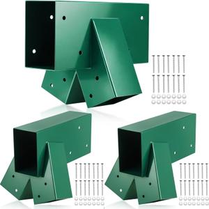 Duraaamo 3 Pcs Heavy Duty Swing Set Bracket Kit  3 A-Frame Hardware for DIY Outdoor Playground, Includes 2 Main Brackets & 1 Middle Bracket(Green)