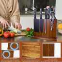 Magnetic Knife Block - Acacia Wood Strong Magnetic Knife Holder, Secure Knife Storage Organizer | Space Saving for Kitchen Knives & Chef Tools (Brown)