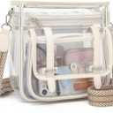 Clear Purse, PVC Clear Crossbody Bags for Women Heavy Duty Transparent Bag for Stadium Events See Through Concert Bag (Beige)