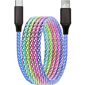 Car Carplay Cable for iPhone 15 16 17 Pro Max/Plus, 5ft RGB Light Up USB A to Type C Charger Cable LED Colorful Gradual USB C Fast Charging Cord for iPhone, iPad Pro/Air/Mini, Samsung, HTC, LG More