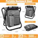 Kikerike Backpack Stool Cooler Chair Heavy Duty 300 LBS Max Load Portable Lightweight Stool Backpack Folding Fishing Cooler Seat for Camping Hunting Fishing - Gray