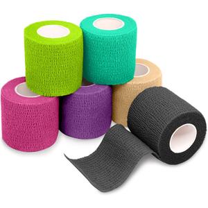 FriCARE Self Adhesive Bandage Wrap, Medical Tape in First Aid Kit, Cohesive Bandages for Wounds Sport Vet, 2 inches X 5 Yards 6 Rolls, Royal Garnet