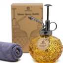 OFFIDIX Vintage Glass Spray Bottle, 300ML Plant Mister with Plastic Top Pump, Garden Sprayer, Cleaning (Brown)