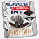 10x10 Heavy Duty Tarp, 10 Mil Thick, High Durability, Tear & Fade Resistant, UV Treated, Grommets Every 18 Inches (10' x '10')