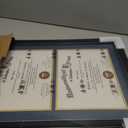 GraduationMall 14x20 Double Diploma Frame, Display 8.5x11 Certificate with Navy over Gold Mat,Tempered Glass,Black with Silver Beads