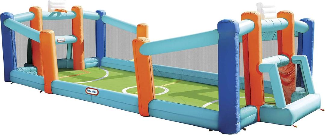 Little Tikes Huge Inflatable Backyard Soccer & Basketball Court for Multiple Kids, Blower with GFCI Plug, Large