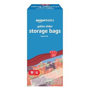 Amazon Basics Slider Gallon Food Storage Bags, BPA Free, 90 Count (2 Pack)