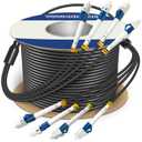 100 Meters 4 Core Industrial TPU LC to LC Outdoor Armored Fiber Optic Cable, 4 Strands OS2 Single Mode Fiber Patch Cable with LC Connectors, 9/125um, OD-5mm, Direct Burial LC-LC