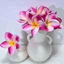 Birthday Gifts for Women 10pcs White Hot Pink Flowers PU Real Touch Flowers Hawaiian Plumeria Frangipani Artificial Flowers for DIY Birthday Gifts Wedding Gifts Home Decor Table Centerpiece